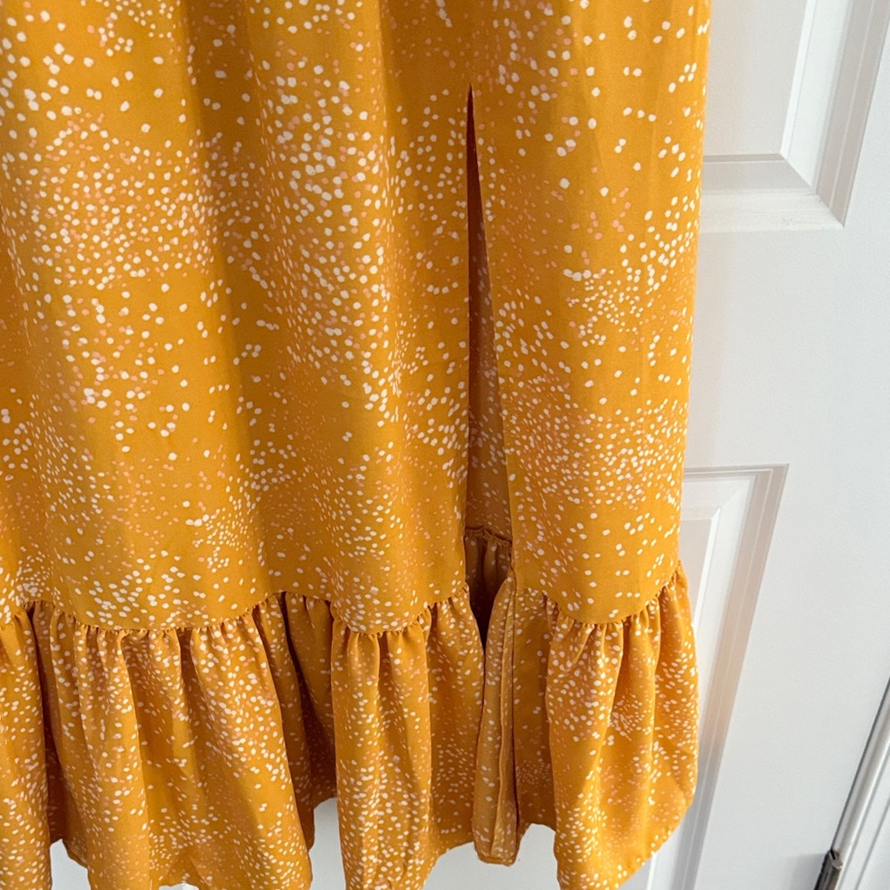 Express Golden Yellow Ruffle Midi Dress - Picture 5 of 8